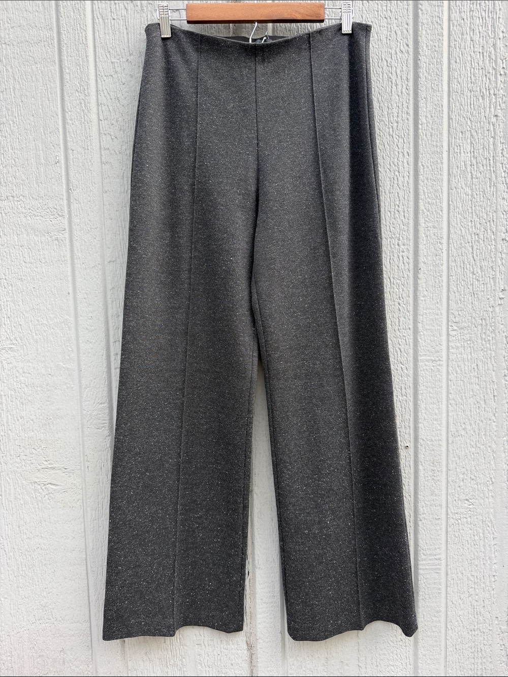 Theory Wool Blend Wide Leg Gray Trousers Size: 8